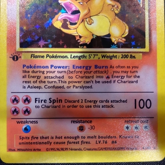 Charizard base set 1st edition 10\10 "REPRINTED" - Picture 2 of 5